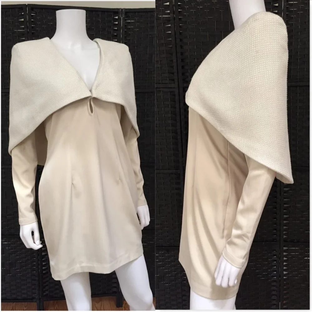 Asilio Almost Famous glamour cape dress Ivory 4 - Picture 6 of 7